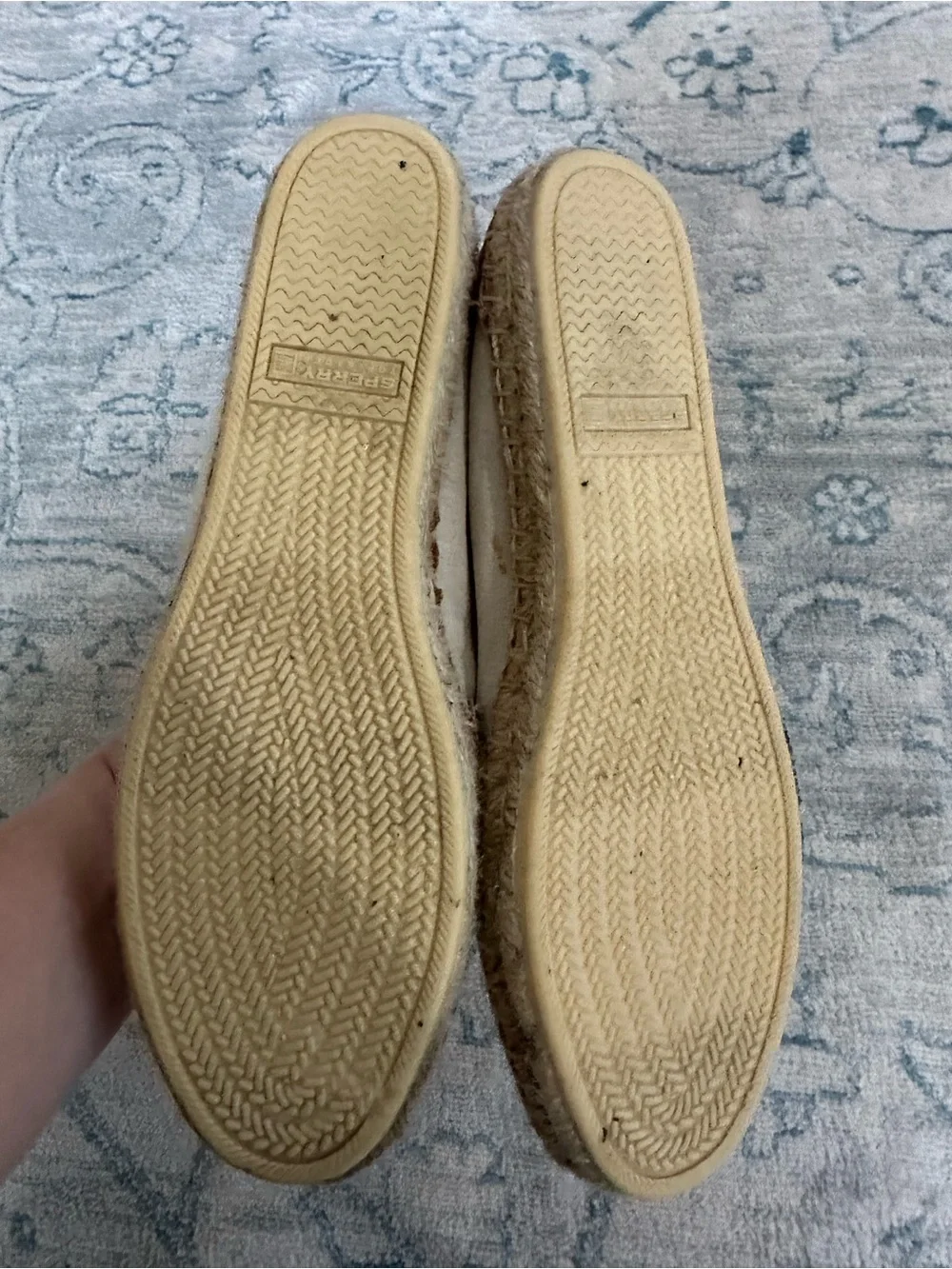 Sperry Top-Sider Espadrille Flats Women’s 8.5 Cream Tan Canvas Leather
